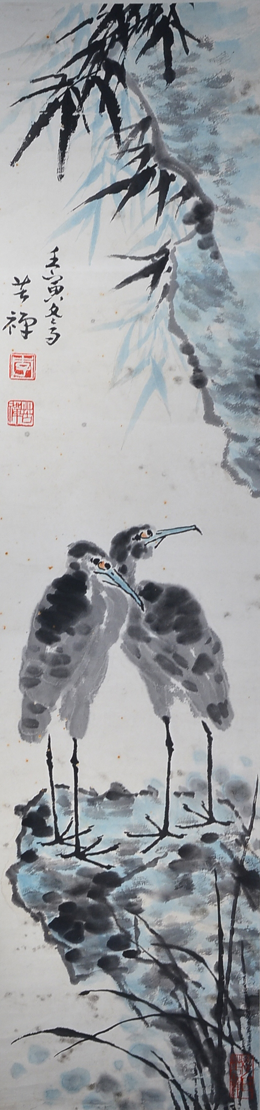 Li Kuchan (1898-1984), Chinese watercolor on paper, featurng two birds, realized $11,400. Image courtesy of 888 Auctions.
