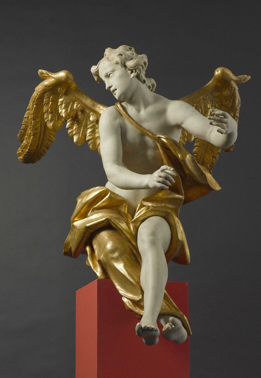 Johann Joseph Christian (German, active mid-18th century), Sitting Angel. Image courtesy of Blumka Gallery.