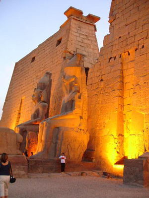 The Temple at Luxor, with statues of Ramses II at the entrance. Oct. 16, 2006 image by Celio Maielo, licensed under the Creative Commons Generic ShareAlike 3.0 license.