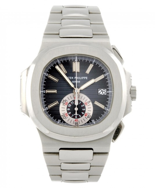 Patek Philippe stainless steel automatic man's Nautilus chronograph Ref. 5980/1 bracelet watch with an integral steel link bracelet with Nautilus fold-over clasp, signed 35 jewel caliber CH 28-520 C. Estimate: £20,000 - £25,000 ($30,800-$38,600). Image courtesy of Fellows.