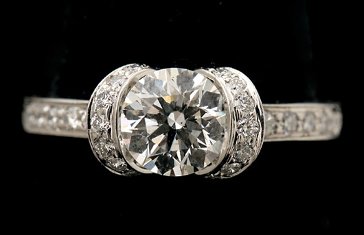 Tiffany & Co. diamond, platinum ring. Estimate: $2,500-$3,500. Image courtesy of Michaan's Auctions.