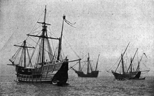 Replicas of Christopher Columbus's ships sailed from Spain to the 1893 Columbian Exposition in Chicago. Image courtesy of Wikimedia Commons.