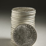 A roll of 20 brilliant uncirculated 1888 Morgan silver dollars. Image courtesy of LiveAuctioneers.com Archive and Leland Little Auction & Estate Sales.
