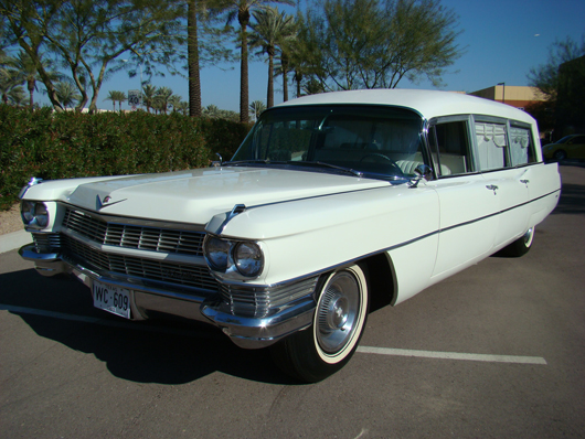 The 1964 Cadillac hearse that transported the body of President John F. Kennedy from the hospital in Dallas to Air Force One sold for $176,000 at the 41st annual Barrett-Jackson Scottsdale Auction last weekend. Image courtesy of Barrett-Jackson Auction Co.