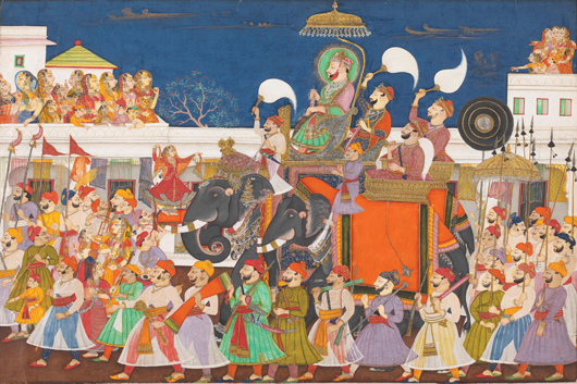 Procession of Maharao Ram Singh II of Kota, c.1850. Opaque watercolor on paper. ©Victoria and Albert Museum, London.