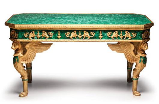 Russian Neoclassical Style Center Table. Image courtesy of LiveAuctioneers.com and RM.