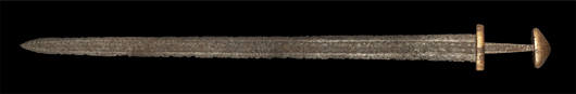 Viking sword, hand-forged iron, ninth century. Image courtesy TimeLine Auctions.