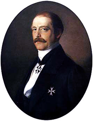 Portrait of Otto von Bismarck as Minister-President of Prussia, shown wearing the insignia of a Knight of the Johanniterorden.