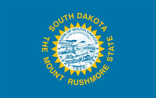 The current Flag of South Dakota. Image licensed under the Creative Commons Attribution-Share Alike 3.0 Unported license.