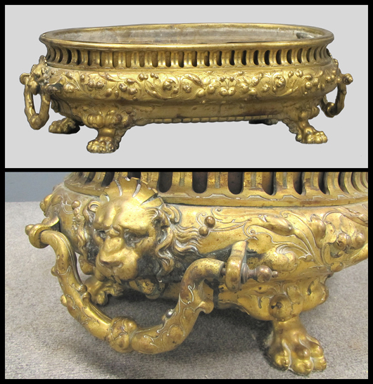 French gilt bronze centerpiece, signed Barbedienne. Estimate: $3,000-$5,000. Image courtesy of William Jenack Estate Appraisers and Auctioneers.