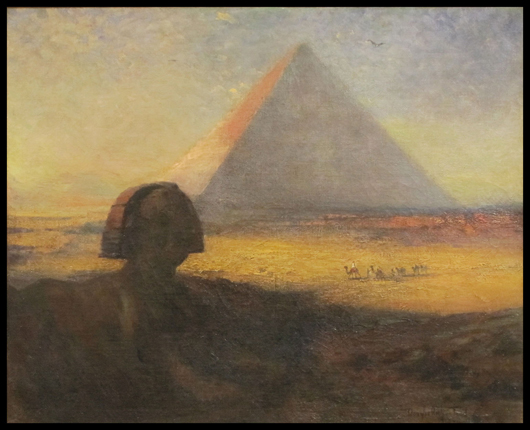 Douglas Arthur Teed (American 1864-1929), ‘The Great Pyramid and Sphinx.’  Estimate: $2,500-$4,000. Image courtesy of William Jenack Estate Appraisers and Auctioneers.   