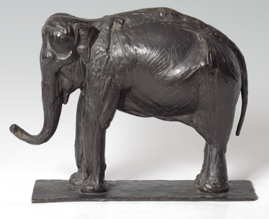 Rembrandt Bugatti (1884-1916) elephant bronze. Estimate: $300,000-$500,000. Image courtesy Burchard Galleries.