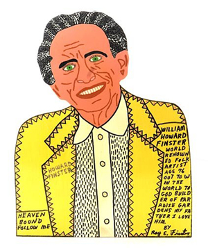 Portrait of folk artist Howard Finster painted by his son Roy Finster, dated 1995. Image courtesy LiveAuctioneers.com Archive and Kimball M. Sterling Inc.