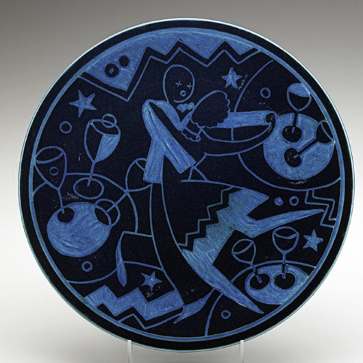 Viktor Schreckengost for Cowan, ‘Jazz’ plate. Estimate: $15,000-$20,000. Image courtesy Rago Arts and Auction Center.