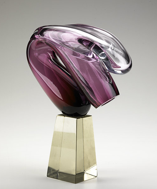 Harvey Littleton, Glass sculpture, ‘Truncated Form.’ Estimate: $10,000-$14,000. Image courtesy Rago Arts and Auction Center.  