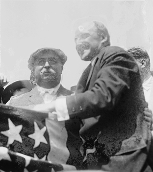 Arizona's first governor, George W.P. Hunt (left) helps launch the battleship USS Arizona in 1915. Image courtesy Wikipedia Commons.