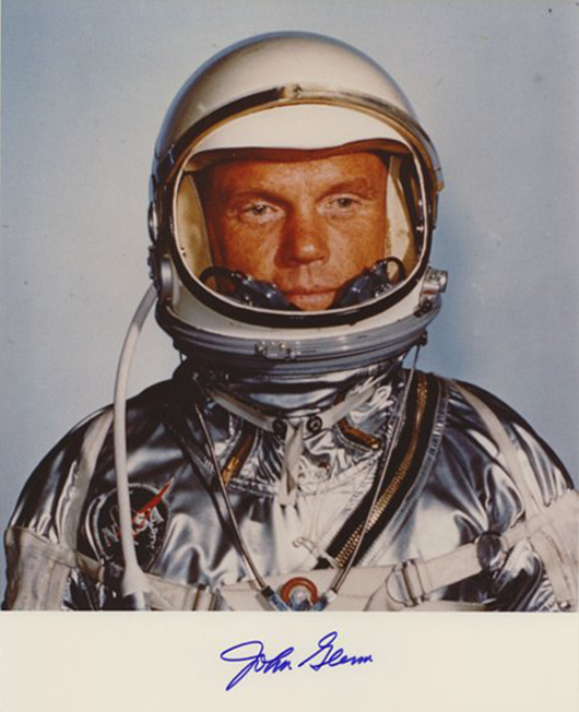  Mercury astronaut John Glenn, autographed 8-by-10 photo. Image courtesy of LiveAuctioneers.com Archive and Alexander Autographs.