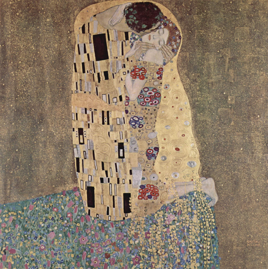 Gustav Klimt's masterpiece, 'The Kiss,' 1907-08. Image courtesy Wikimedia Commons.