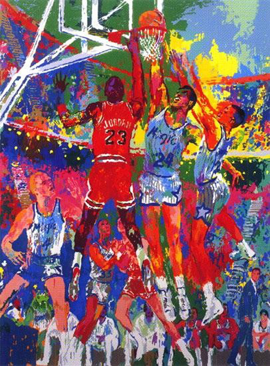 LeRoy Neiman serigraph of basketball legend Michael Jordan. Estimate: $11,900-$14,375. Image courtesy UniversalLive.