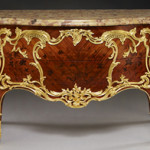 Paul Sormani (Italian/French, 1817-1877) Louis XV-style commode inlaid with elaborate floral marquetry and mounted with exceptional quality doré bronze. Estimate: $40,000-$60,000. Image courtesy Dallas Auction Gallery.