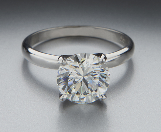 Fourteen-karat white gold and 2.28-carat diamond (GIA) ring. Estimate: $15,000-$25,000. Image courtesy Dallas Auction Gallery.