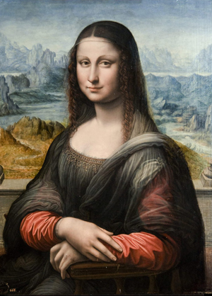 The recently restored copy of the Mona Lisa, probably painted by Andrea Salai or Francesco Melzi, two students of Leonardo. Image courtesy Wikimedia Commons.