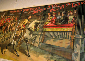 A detail of the massive poster depicts Buffalo Bill Cody bowing to Queen Victoria. Image courtesy Buffalo Bill Historical Center.