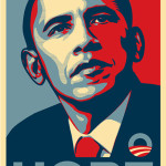 Barack Obama 'Hope' poster, artwork by Shepard Fairey. Fair use of copyrighted image to illustrate the subject in question.