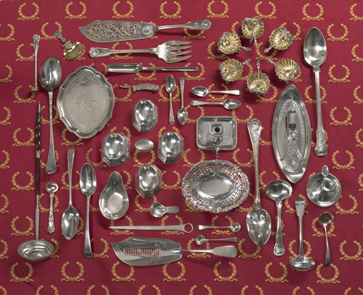 Featuring a large private collection of Georgian and Regency silver. Image courtesy New Orleans Auction Galleries Inc. 