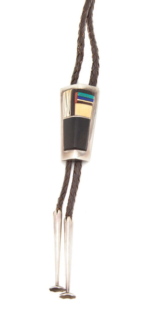 Hopi sterling silver bolo tie, Charles Loloma. Estimate: $6,000-$8,000. Image courtesy Leslie Hindman Auctioneers.