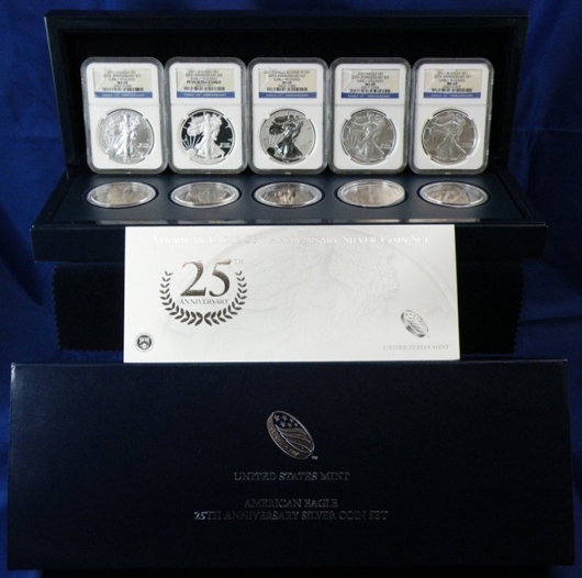 American Silver Eagle 25th Anniversary set. Image courtesy Blue Moon Coins Inc.