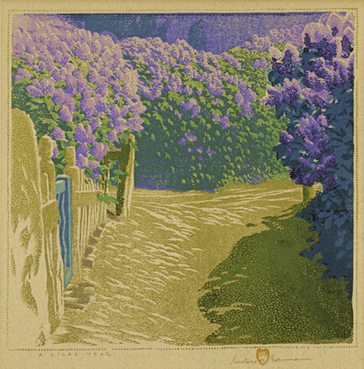 Gustave Baumann 'A Lilac Year,' woodblock print: $21,250. Image courtesy Rago Arts and Auction Center. 