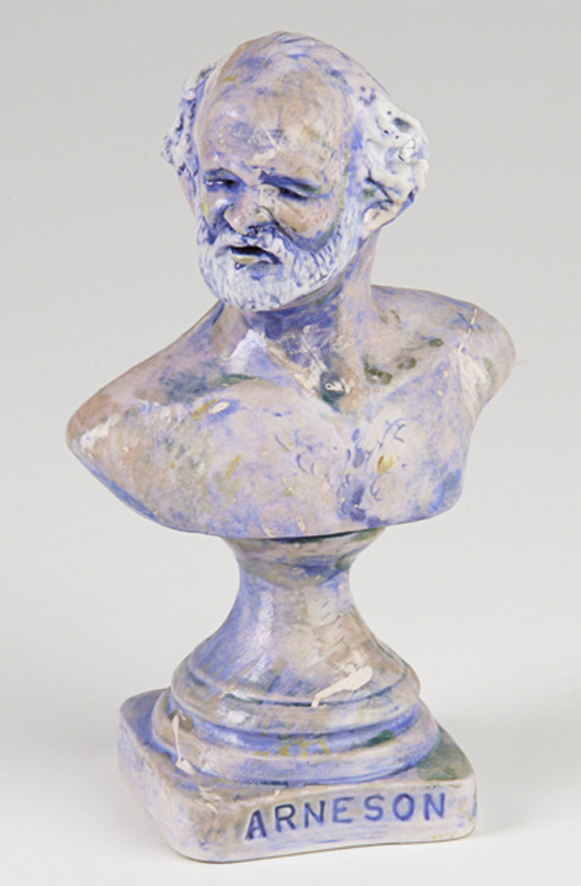 Robert Arneson self-portrait bust: $18,750. Image courtesy Rago Arts and Auction Center.