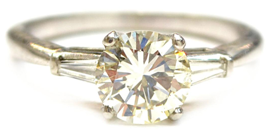 Ladies platinum and 1.56ct diamond estate ring estimated at $6,000-$8,000