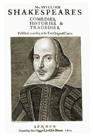 The title page of the 1623 First Folio of William Shakespeare's plays.