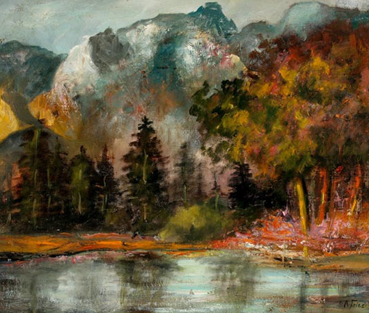 Charles Arthur Fries (American 1854-1940), 'Yosemite,'  oil on canvas. Estimate: $2,500-$3,500. Image courtesy Michaan's Auctions.