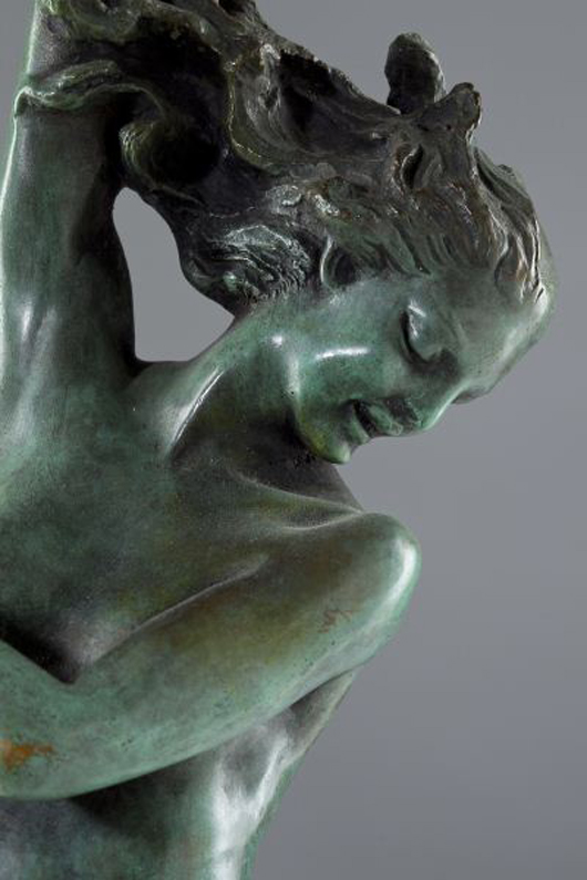 Harriet Frishmuth (NY, 1880-1980), Bronze Nude, 'Crest of the Wave.' Realized: $21,240. Image courtesy Leland Little Auction & Estate Sales Ltd.