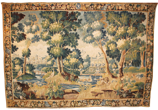 Large 18th century Flemish tapestry. Image courtesy J. Garrett Auctioneers Ltd.