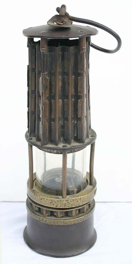 Rare 1870s flame safety coal mining lantern. Image courtesy LiveAuctioneers.com Archive and Stanton Auctions.