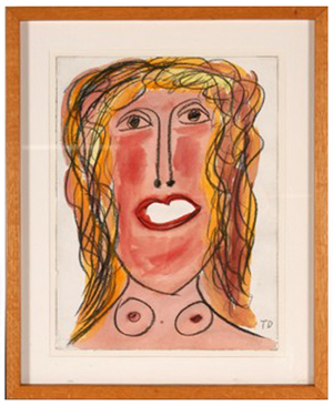 ‘Survival,’ a watercolor and crayon on paper work signed and dated 1993, brought $1,300 last fall. Courtesy Slotin Folk Art, Gainesville, Ga.