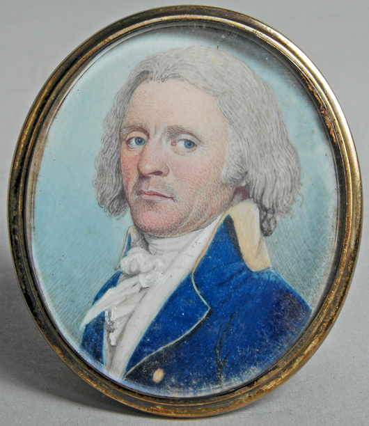 Portrait miniature of James Sever, Portsmouth, N.H., Naval officer. Image courtesy of Mid-Atlantic Auctions.   