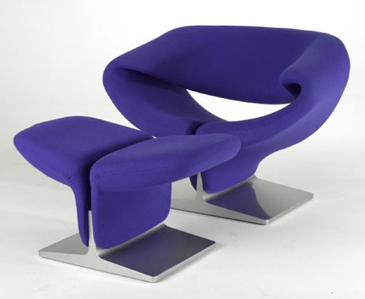Pierre Paulin for Artfort Ribbon Chair and Ottoman. Estimate: $1,500-$2,500. Image courtesy Rago Arts & Auction Center.   
