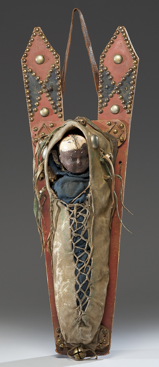 Comanche child's doll cradle. Estimate: $8,000-$10,000. Image courtesy Cowan's Auctions Inc.
