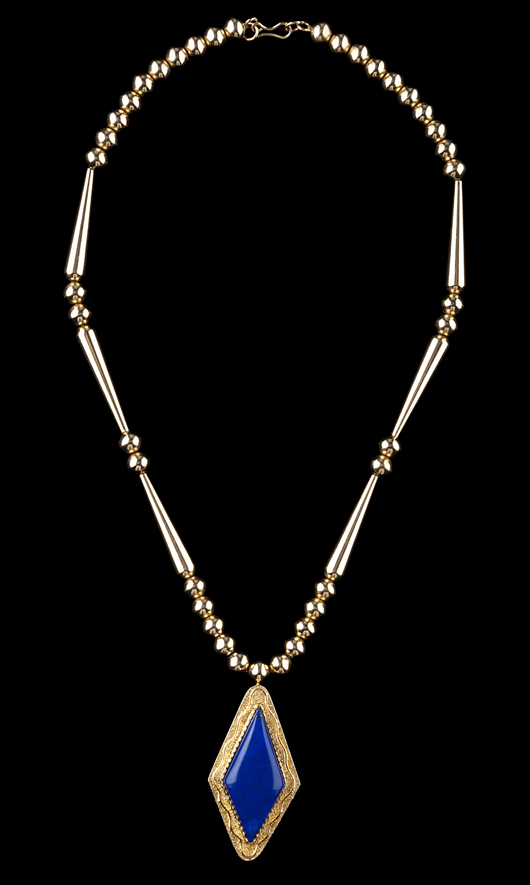 Al Nez Navajo gold, lapis and turquoise necklace. Estimate: $2,500-$3,500. Image courtesy Cowan's Auctions Inc.