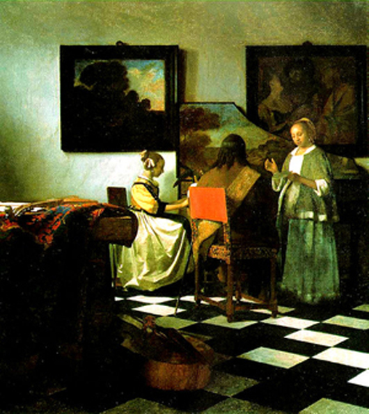 The Concert, c.1658-1660, Johannes Vermeer. Stolen from the Isabella Stewart Gardner Museum on March 18, 1990.