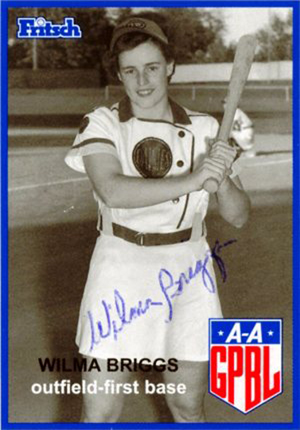 Wilma Briggs of the All-American Girls Professional Baseball League. Fair use of copyrighted image to illustrate the subject in question.