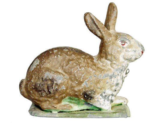 This life-size cast-iron rabbit sits on a grass-green base. It was made in Germany in about 1920 and sold at RSL Auction Co. for $55.