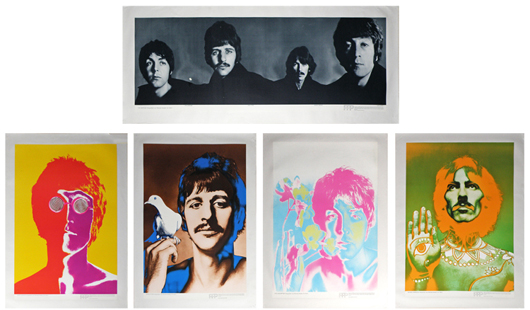 Complete set of Richard Avedon Beatles photo posters originally issued by German magazine Stern in 1967. Mosby & Co. image.