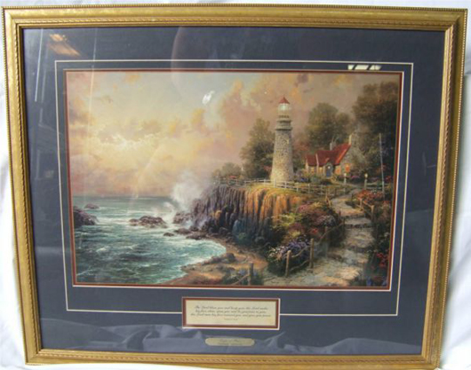Thomas Kincade Accent Print, 'Light of Peace.' Image courtesy LiveAuctoneers.com Archive and Homestead Auctions.