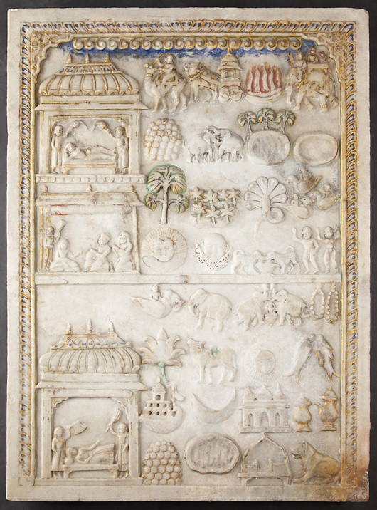 Rare East Indian 13th century carved marble panel. Image courtesy Leland Little Auction and Estate Sales Ltd.